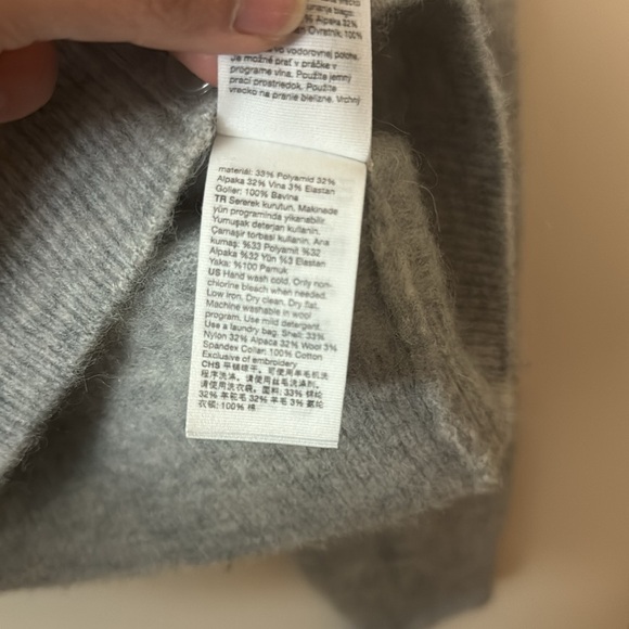 & other stories gray wools/alpaca embroidered collar button down Cardigan - Picture 6 of 6